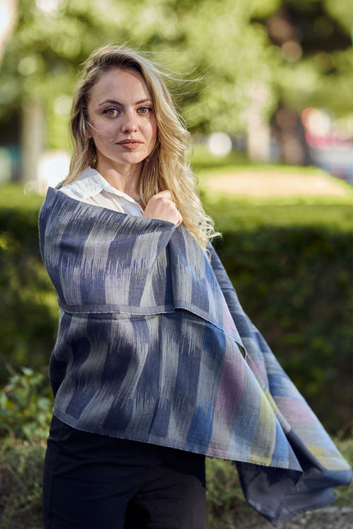Cashmere & Linen Scarf – Ikat print