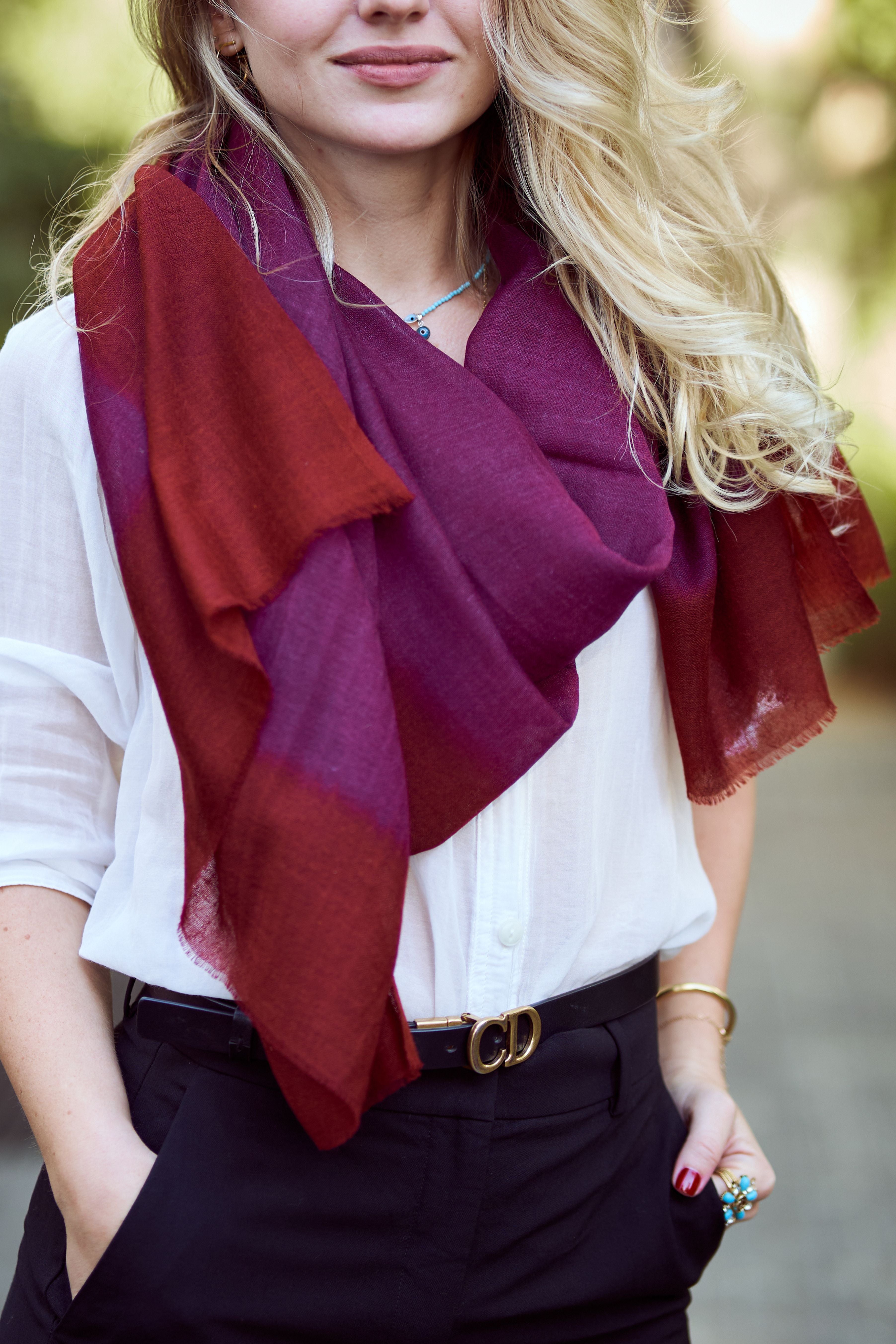 Cashmere & Linen Scarf – Red Magenta