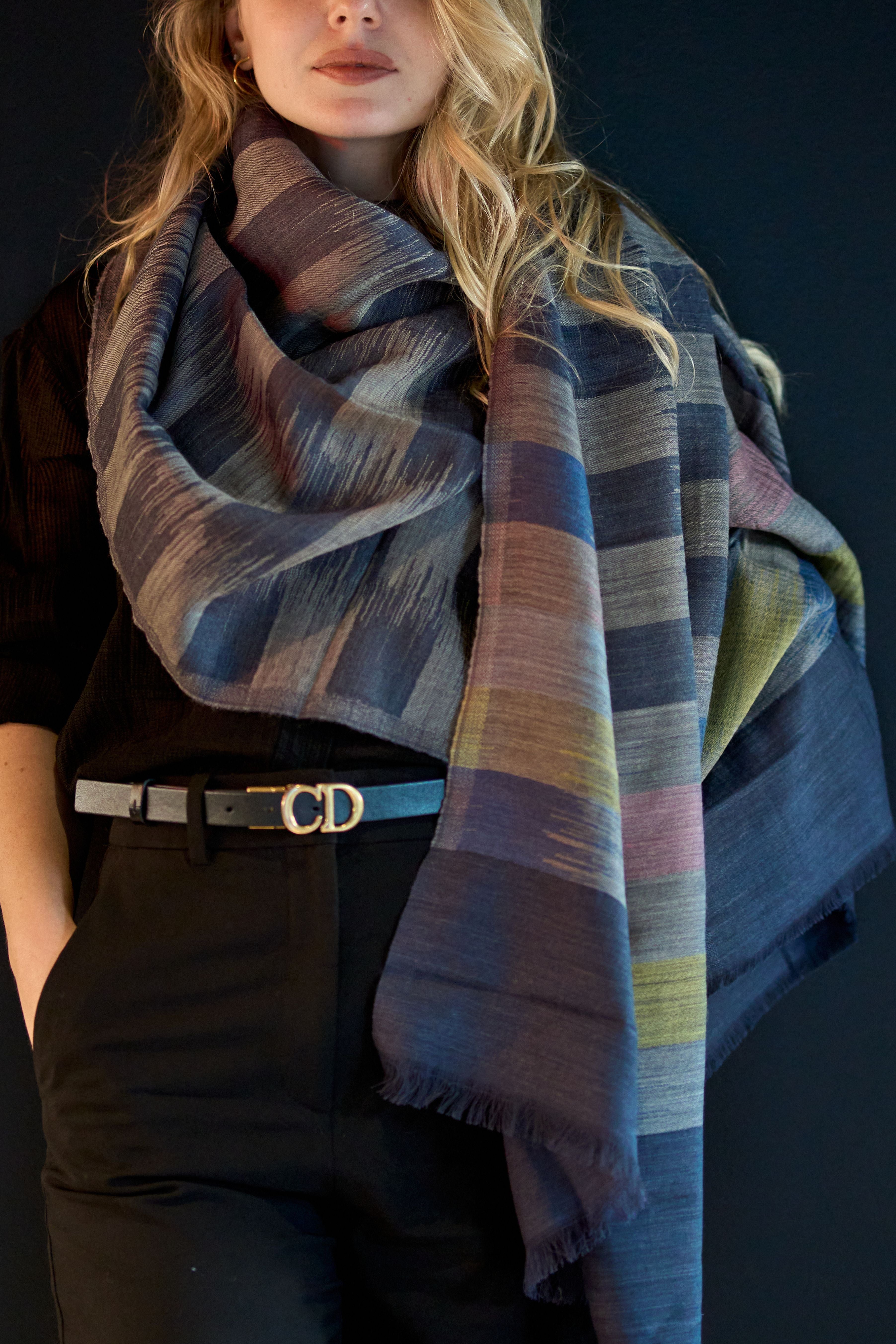 Cashmere & Linen Scarf – Ikat print