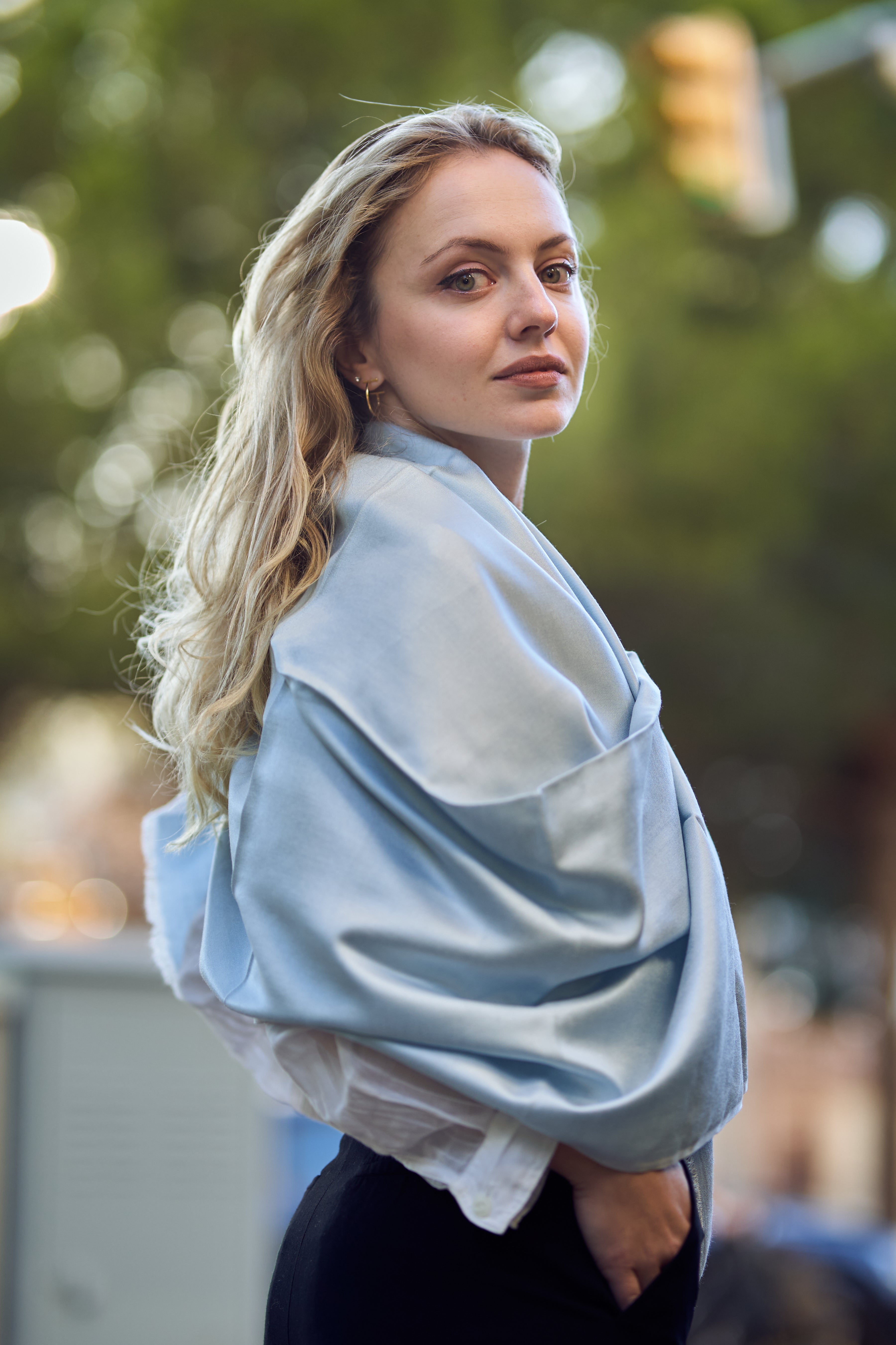 Cashmere & Silk Scarf – Bleu Glacier