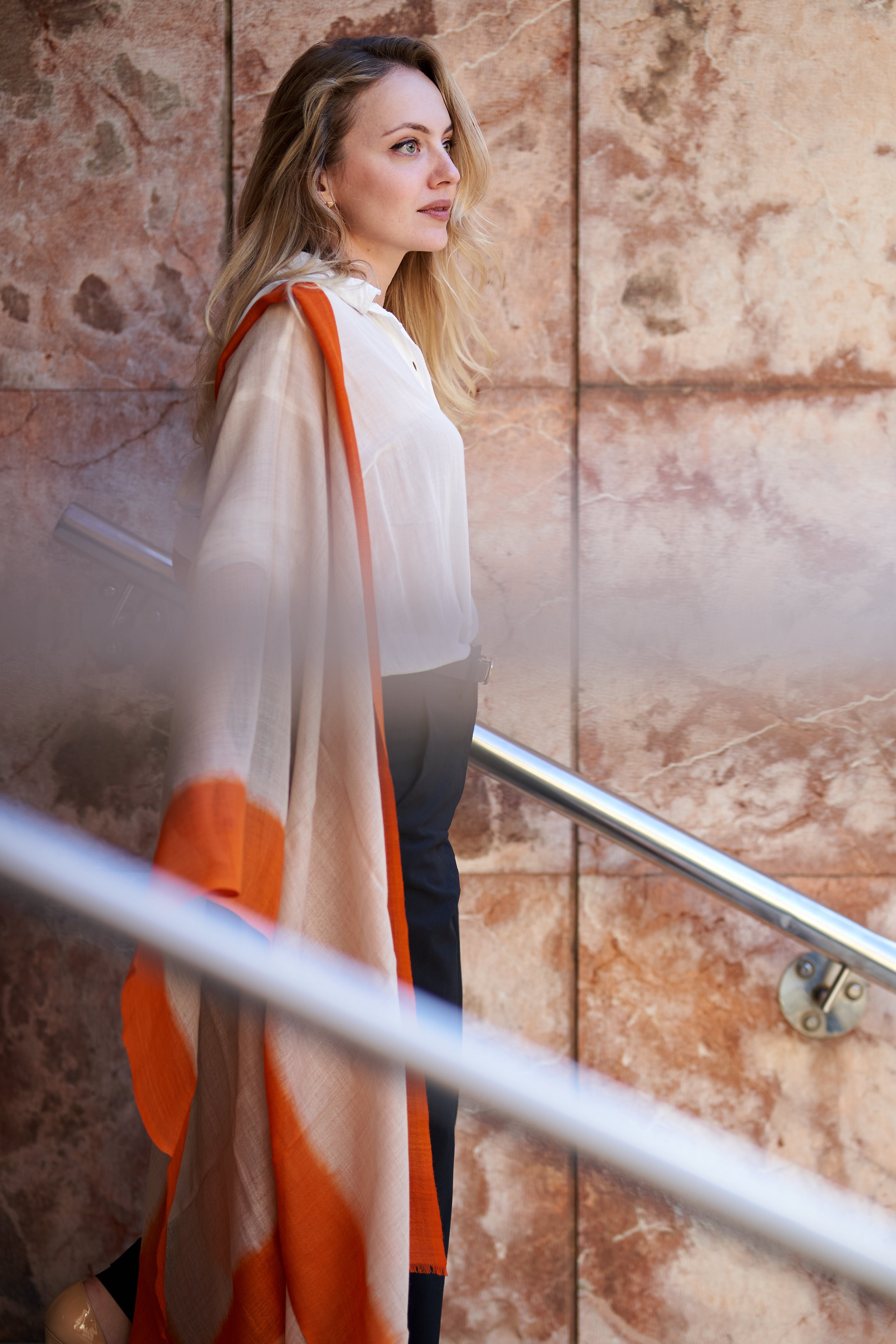 Cashmere & Linen Scarf – Tuscan Sunset Orange