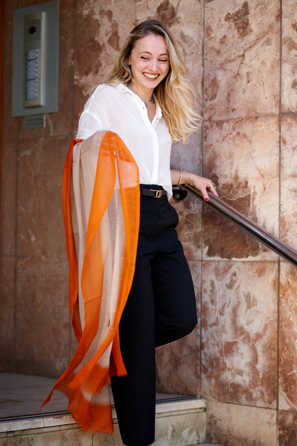 Cashmere & Linen Scarf – Tuscan Sunset Orange