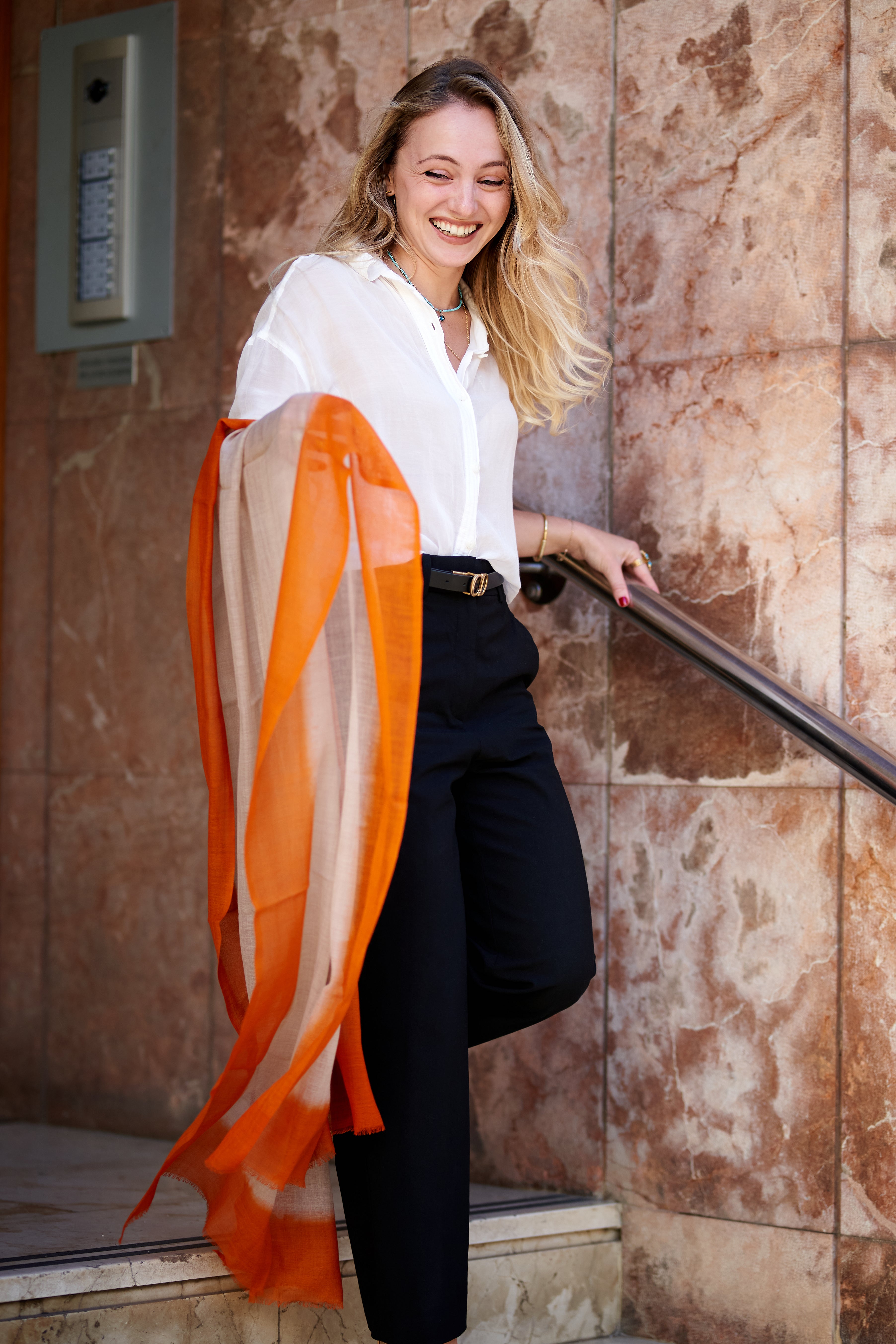 Cashmere & Linen Scarf – Tuscan Sunset Orange